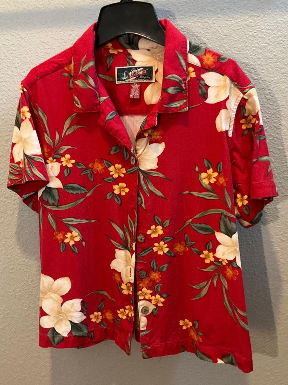 Cabana Life Red Tropical Floral Camp Shirt